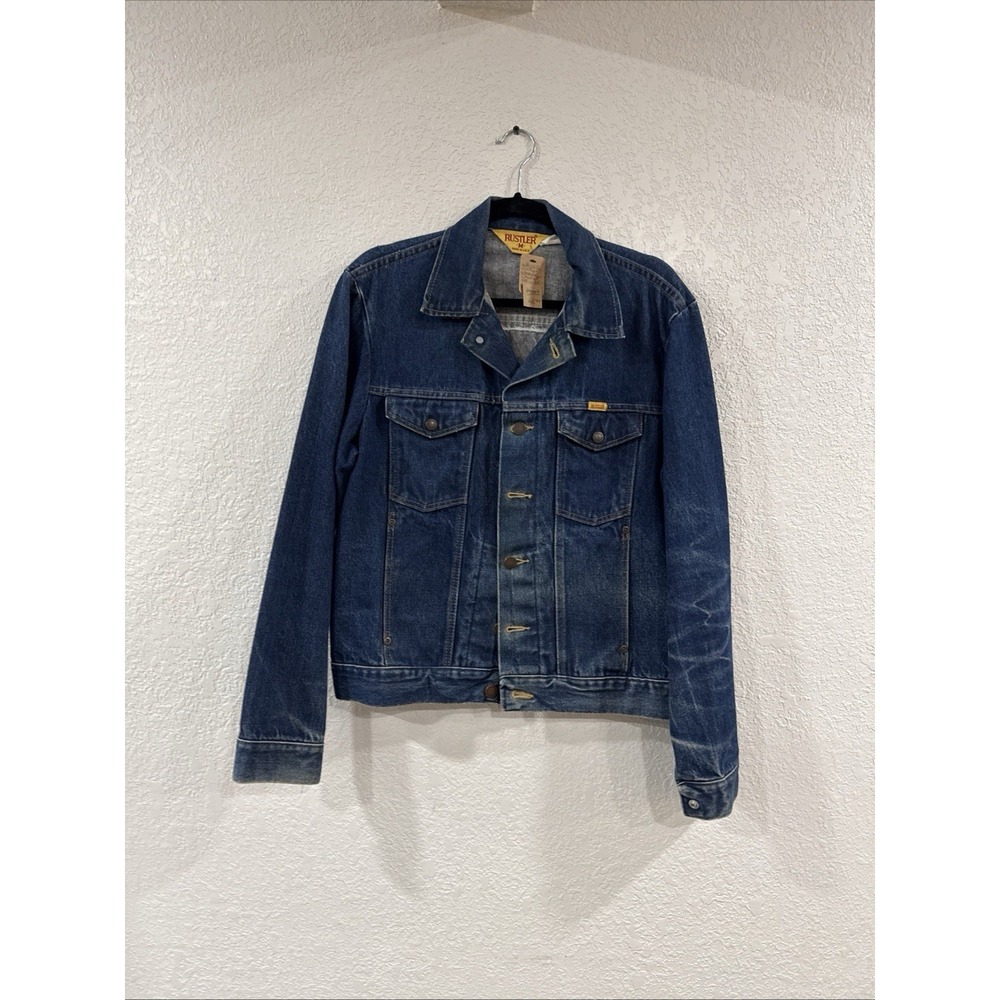 Vintage Rustler Trucker Denim Jean Jacket M Faded Pink Floyd On Back